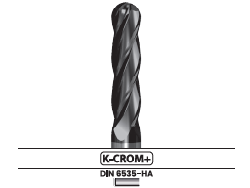 Fresa frontal punta semiesférica, 4 labios, larga 1902.67