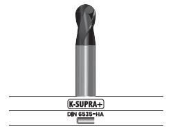 Fresa frontal punta semiesférica, 2 labios, larga 3902.45