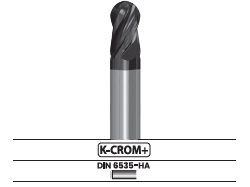 Fresa frontal punta semiesférica, 4 labios, larga 3V02.57