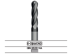 Fresa frontal punta semiesférica, 4 labios, larga 2901.26