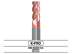 Fresa frontal, 4 labios, larga, con hélice variable - Corte al centro 3204.62