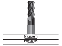 Fresa frontal, 4 labios, larga, con hélice variable - Corte al centro 3204.67
