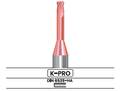 Microfresa frontal, 4 labios, con chaflan o radio, larga – Corte al centro 3404.42