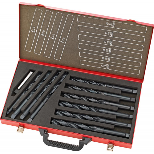 Jgo broca espiral DIN345 HSS, forja por laminación Maletin de metal FORTIS 1024