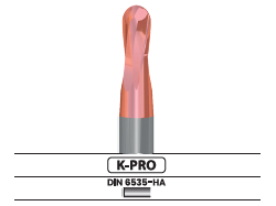 Fresa frontal punta semiesférica 2 labios, reforzada 3903.52