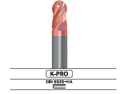 Fresa frontal punta semiesférica, 4 labios, larga 3V02.52