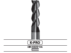 Fresa frontal, 3 labios, 45°, larga - Corte al centro 403.67