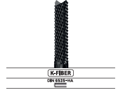 Router, diente piramidal, 2 cortes, largo, corte al centro angular 7B03.FF