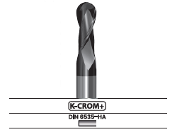 Fresa frontal punta semiesférica, 2 labios B20N.37