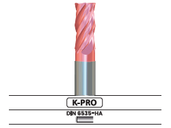 Fresa frontal, 4 labios, con hélice variable, larga - Corte al centro V40L.62