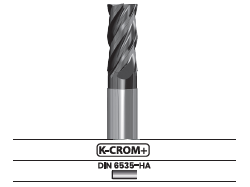 Fresa frontal, 4 labios, con hélice variable, larga - Corte al centro V40L.67