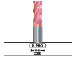 Fresa frontal, 4 labios, con hélice variable, larga - Corte al centro V44L.62